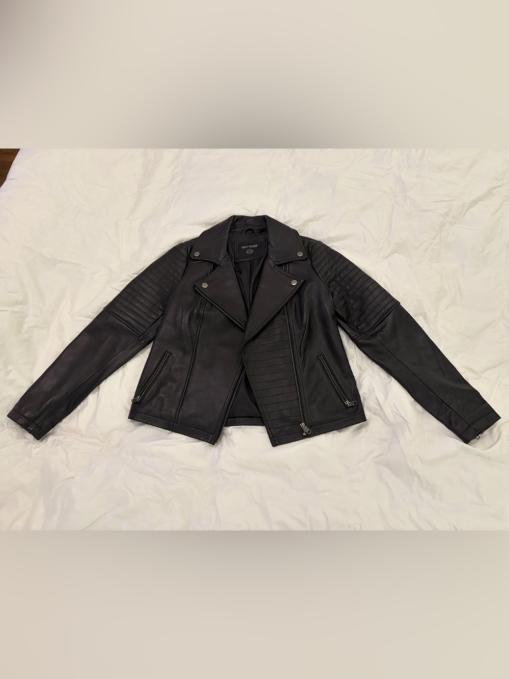 Harley-Davidson Black Quilted Leather Moto Jacket - Women's